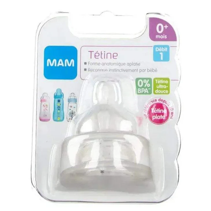 MAM tétine plate douce 0mois débit 1