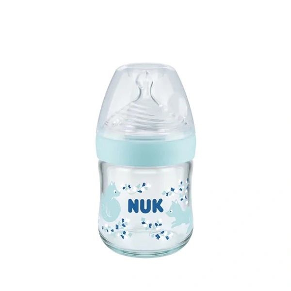 NUK First Choice + Biberon en verre 0-6 mois - Bleu Ciel 120 ml