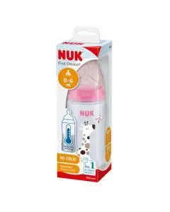 NUK First Choice + Biberon avec Contrôle de la température | Girafe  0-6 mois - 300 ml