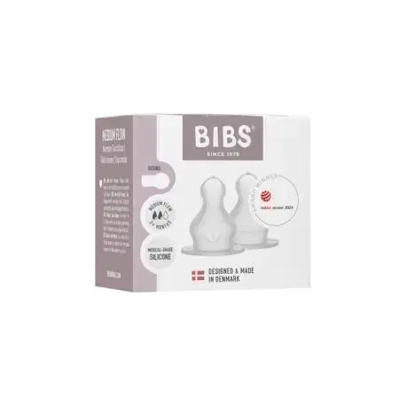 Bibs Lot de 2 tétines rondes en silicone à débit moyen pour biberons 2m+