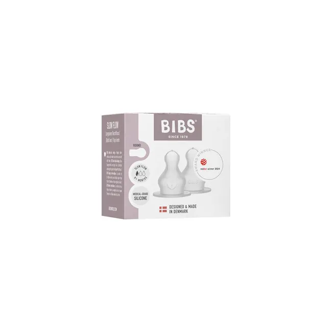 Bibs Lot de 2 tétines rondes en silicone à débit moyen pour biberons 0m+