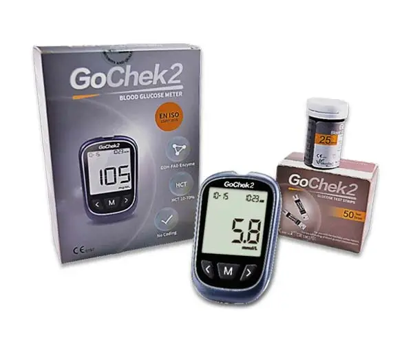 Système de Surveillance de la Glycémie GoChek2 + 50 Bandelettes de Test