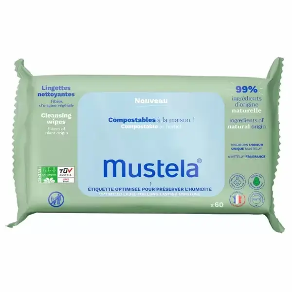 Mustela - Lingettes Nettoyantes - 60 unités 