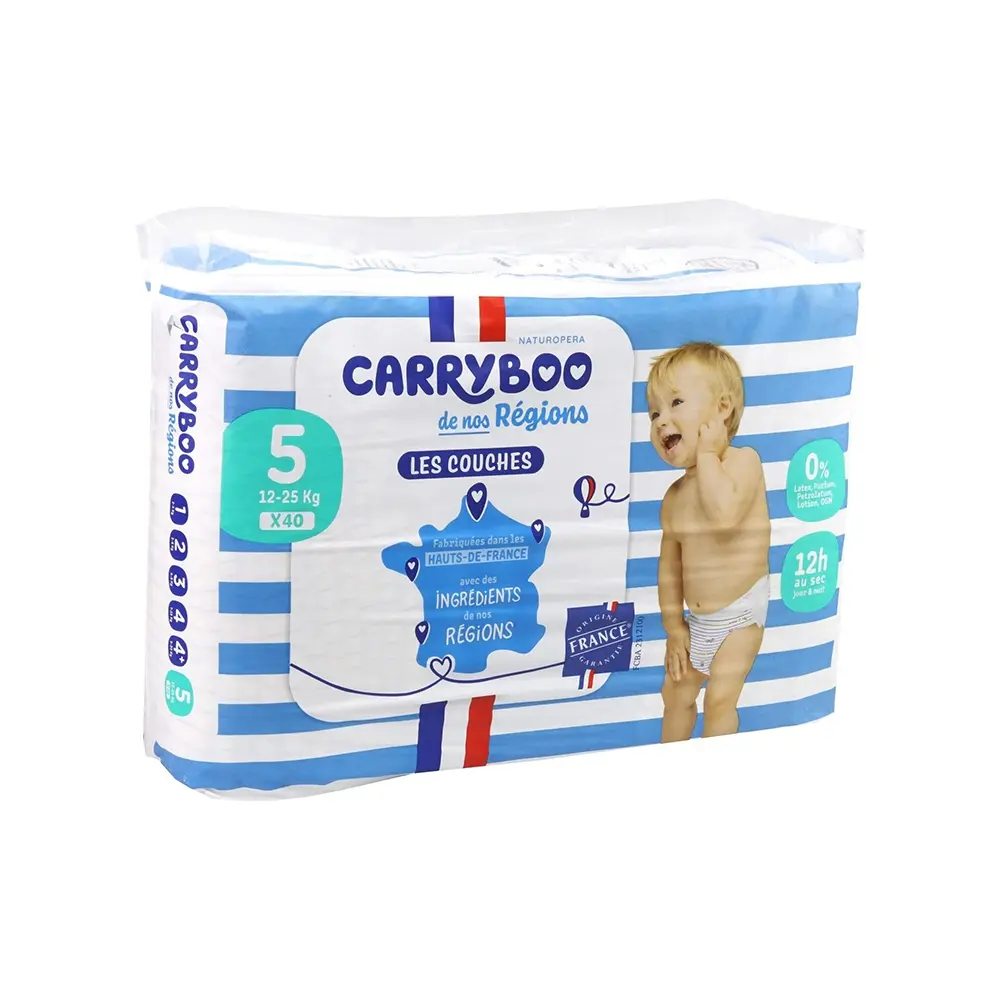 Carryboo Couches de nos Régions Taille 5 (12-25Kg) - 40 Unités