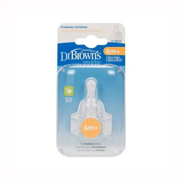 Dr Brown's  2 Tétines en Silicone Col Etroit  6m+