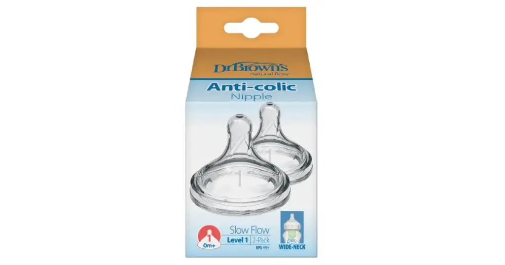 Dr Brown's  Pack 2 Tétines Anti Colique Col Large en Silicone  0m+   