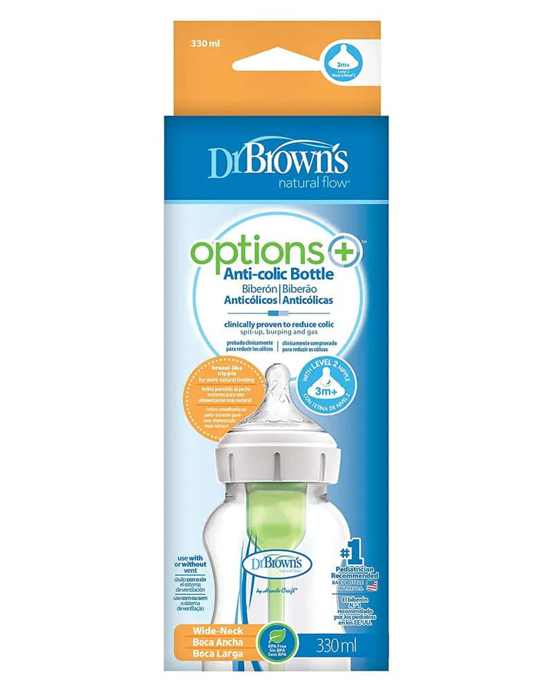 Dr. Brown’s Biberon Col large avec tétine L2 3m+ 330ml