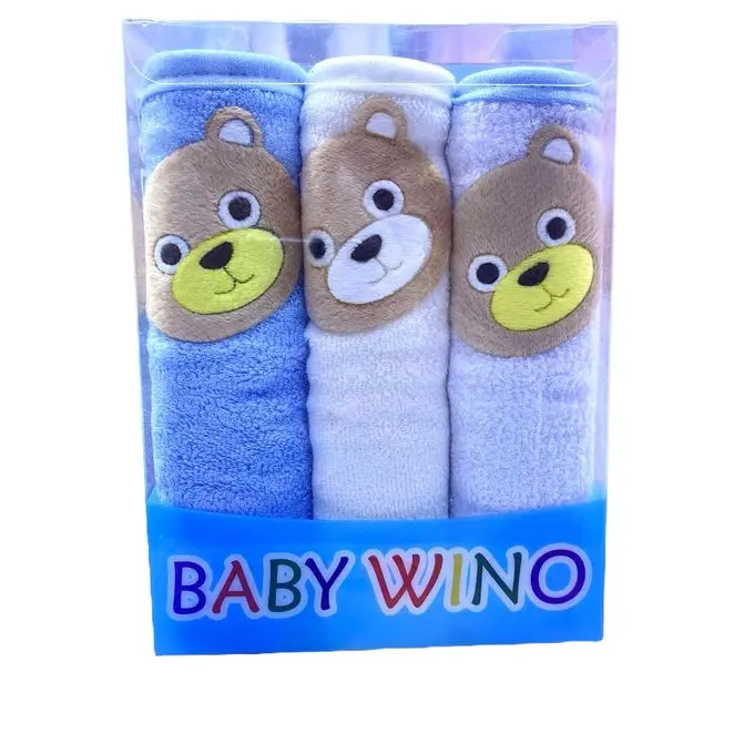 Serviette pour Bébé Ourson Bleu | Pack de 3 unités  