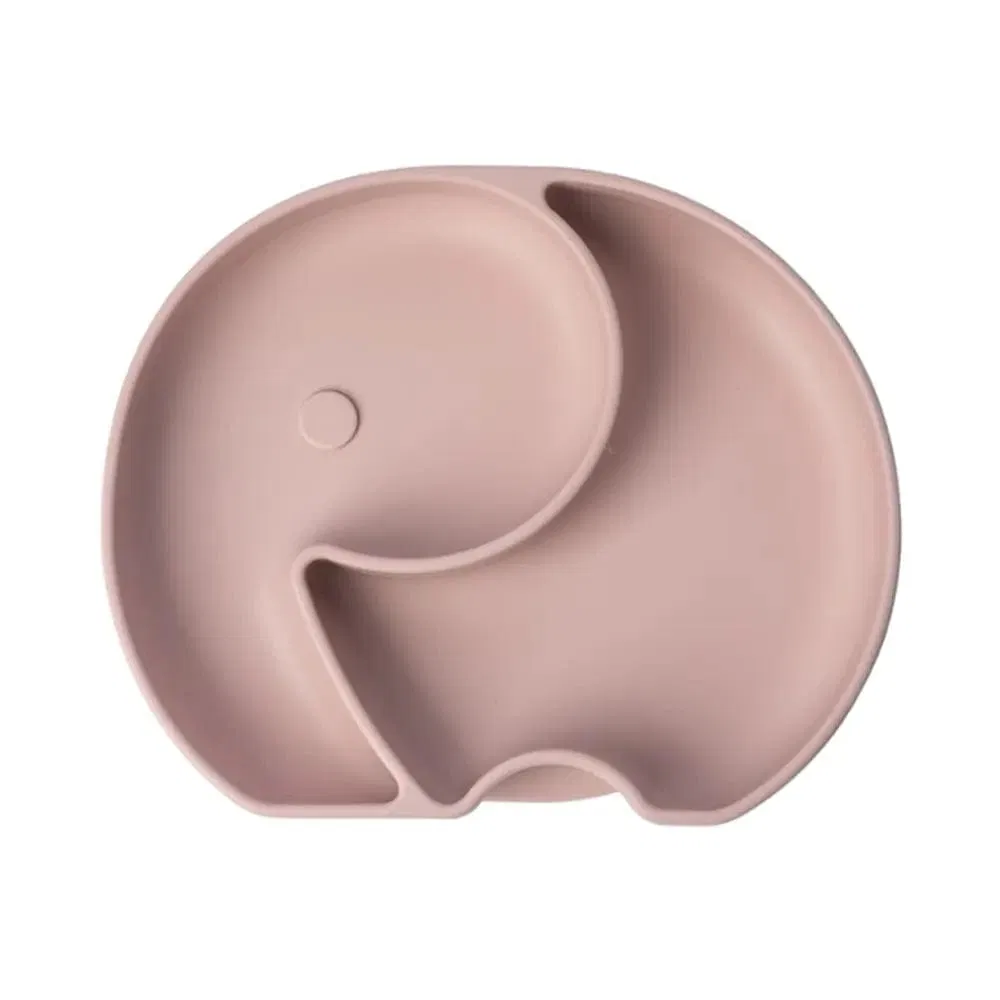 Assiette Éléphant en Silicone avec Ventouse 4m+ Rose | Yummy   