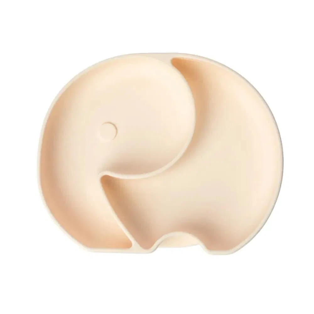 Assiette Éléphant en Silicone avec Ventouse 4m+ Creme | Yummy    