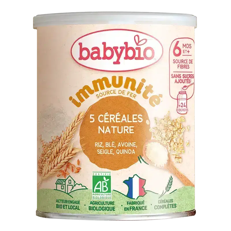 BABYBIO Immunité 5 Céréales Nature  Bio +6MOIS 220G