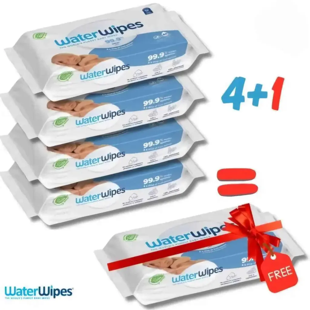 WaterWipes 5 Packs Lingettes Bébé 4 +1 Offert 300 unités