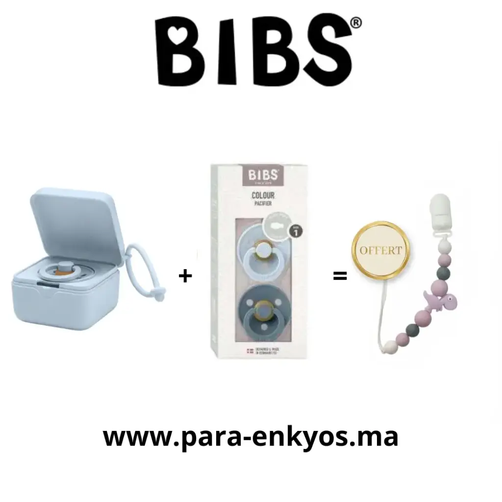 Pack sucettes Bibbs Bleu Avec Attache Offerte