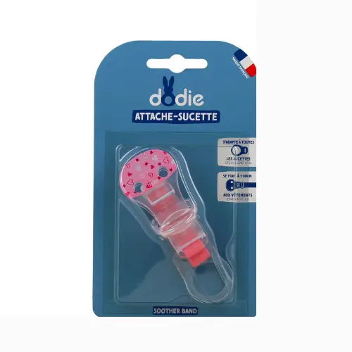 Dodie Attache Sucette Ruban Rose