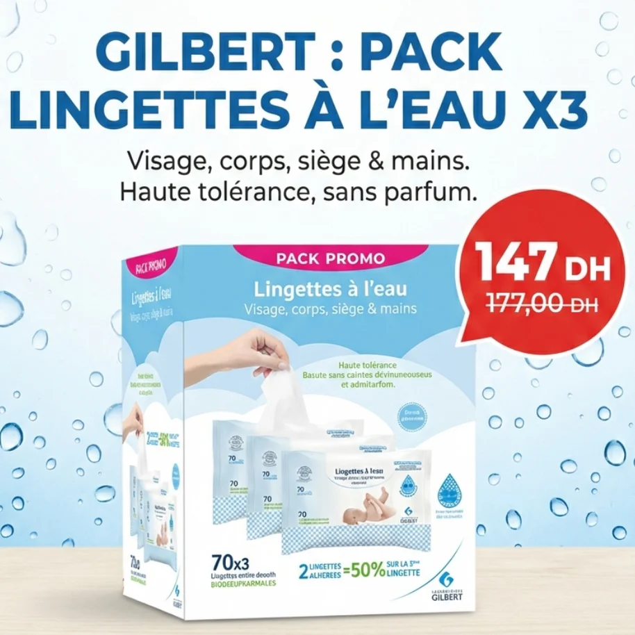 GILBERT  PACK DE 3 LINGETTES A L'EAU