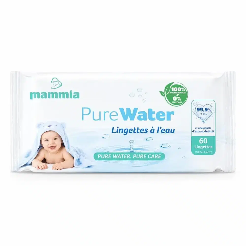 PureWater Lingettes à l'Eau Bébé x 60 unités | Mammia