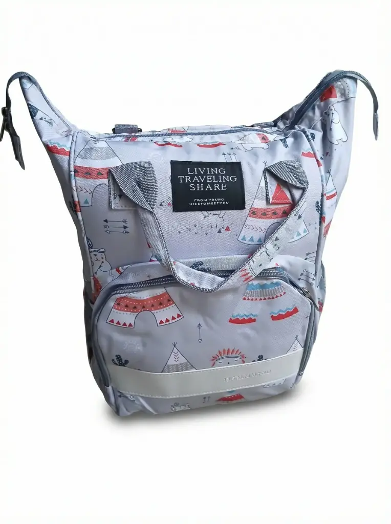 Sac à dos à langer multifonction avec poches biberons Gris