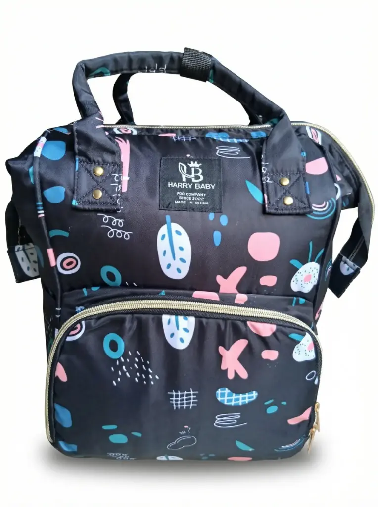 Sac à dos à langer multifonction avec poches biberons Noir