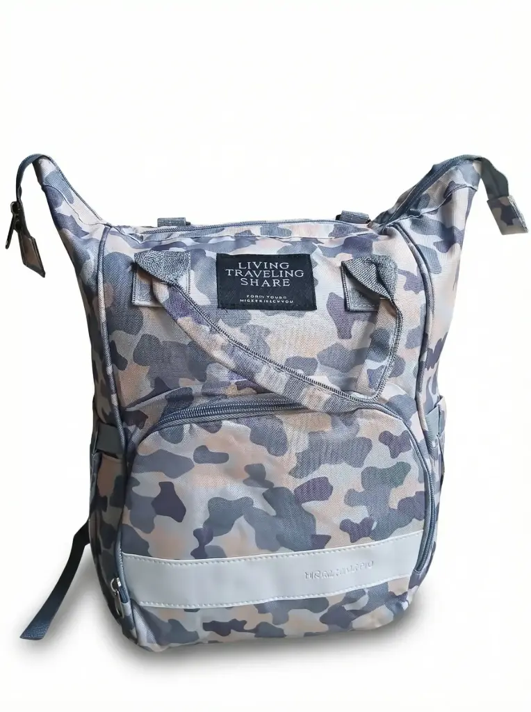 Sac à dos à langer multifonction avec poches biberons  Gris Militaire