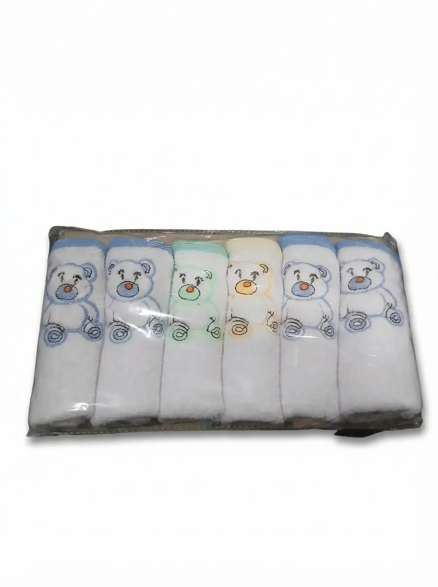 Serviettes pour Bébé Ourson Bleu / Jaune / Vert | 6 unités