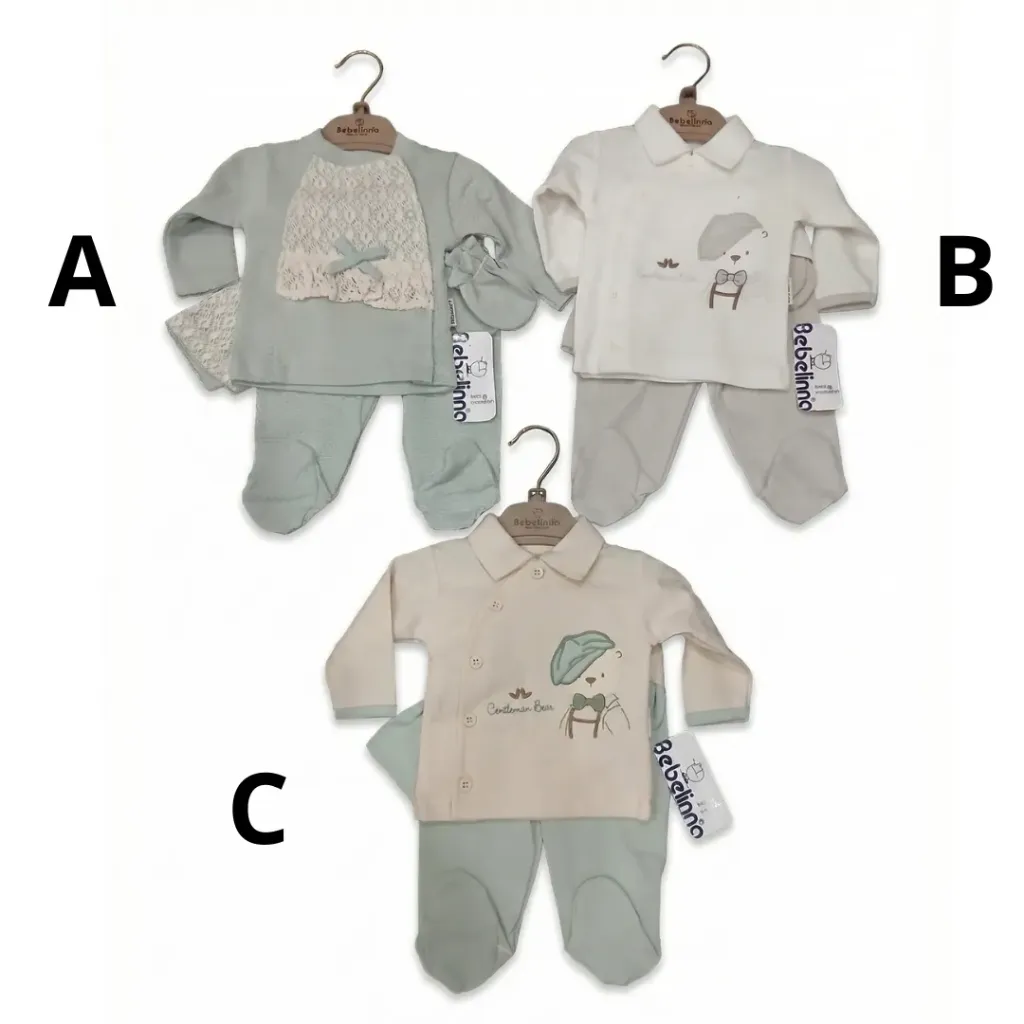 Ensemble Grenouillère pour Bébé 5 pièces 0-3 Mois | Bebelina 100% Coton (A)