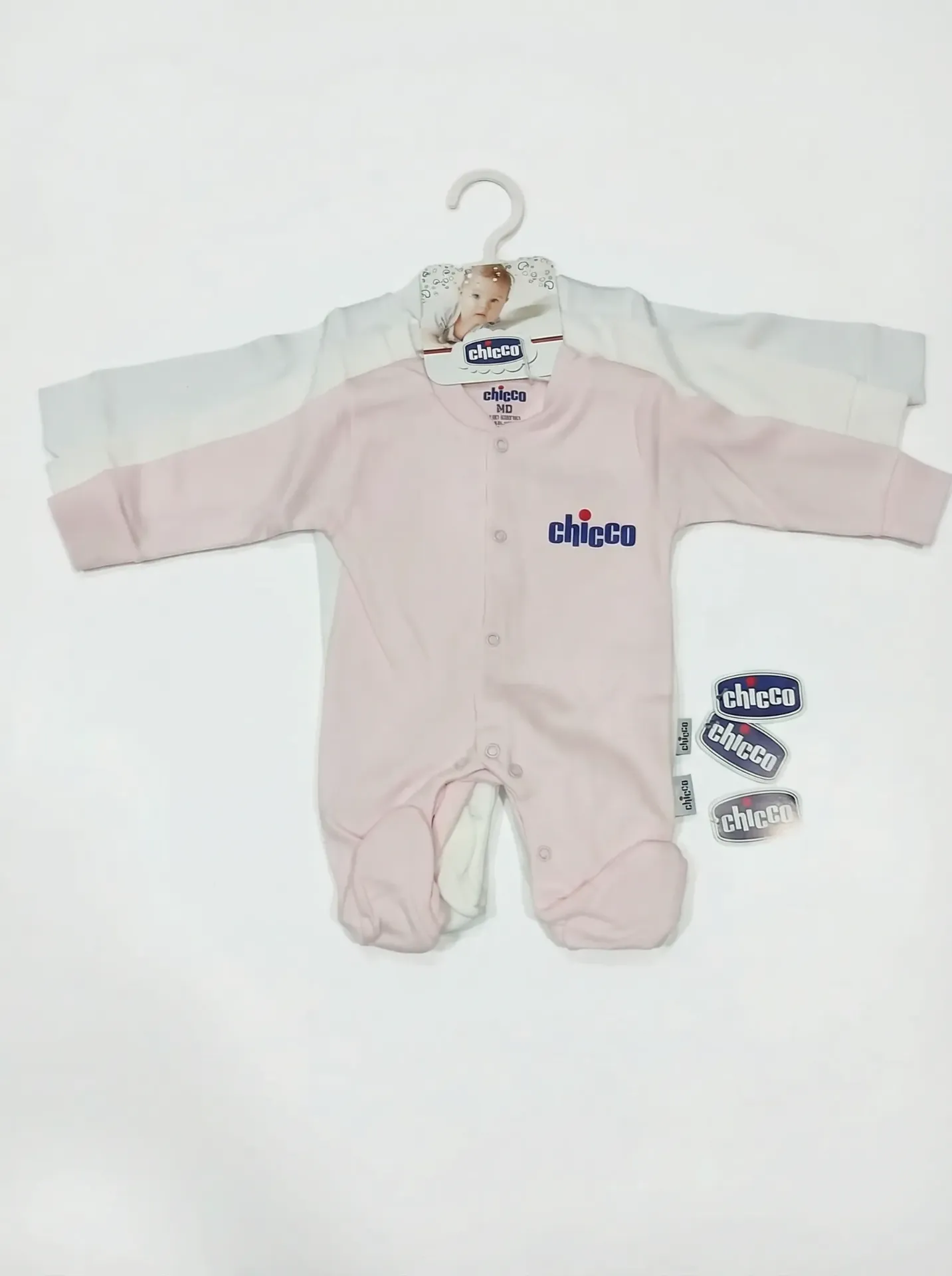 3 grenouillères pour Bébé Blanc/Beige/Rose | Chicco