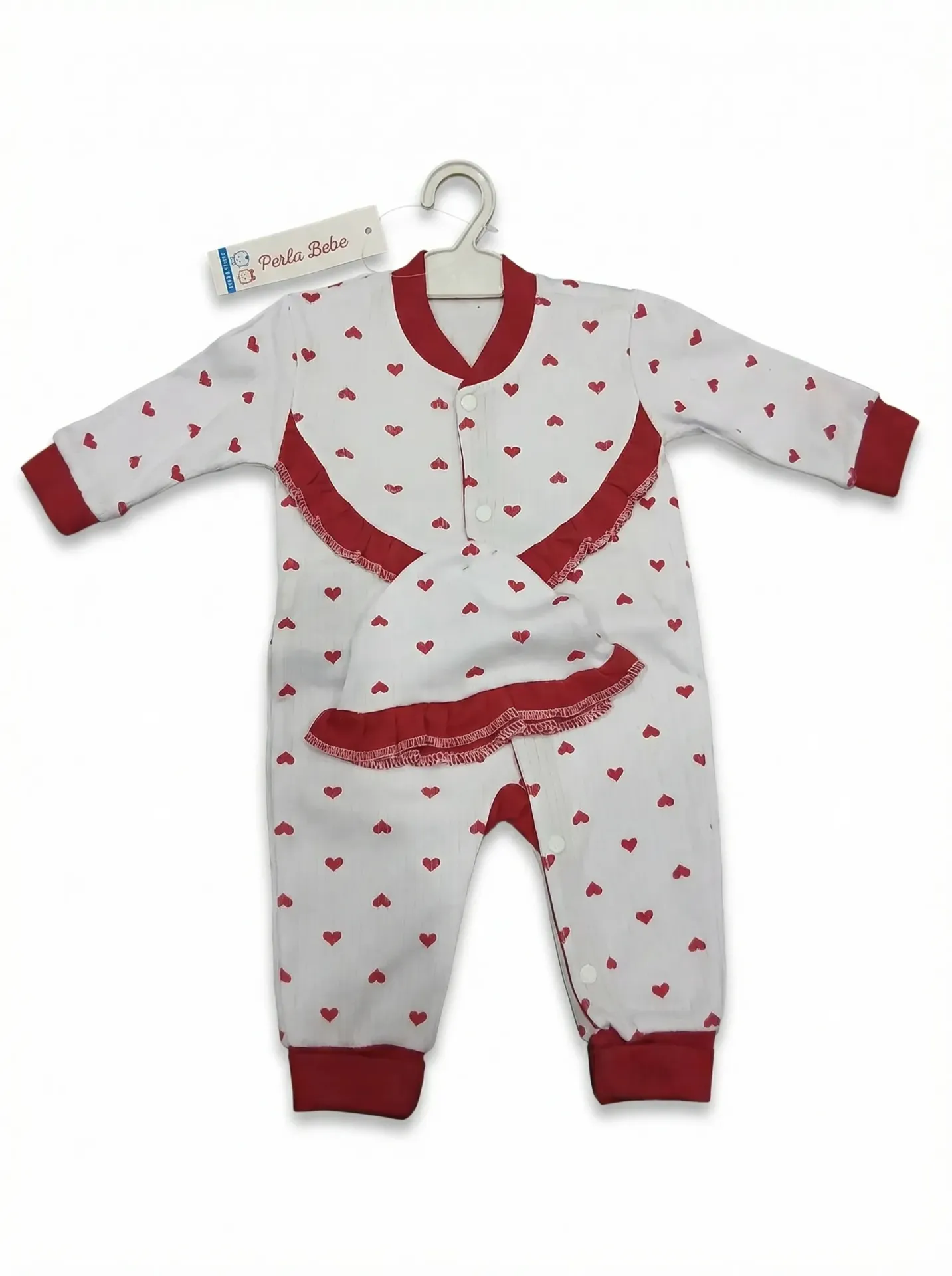 Grenouillères pour Bébé 0-3mois + Bonnet Cœur | Perla Bebe