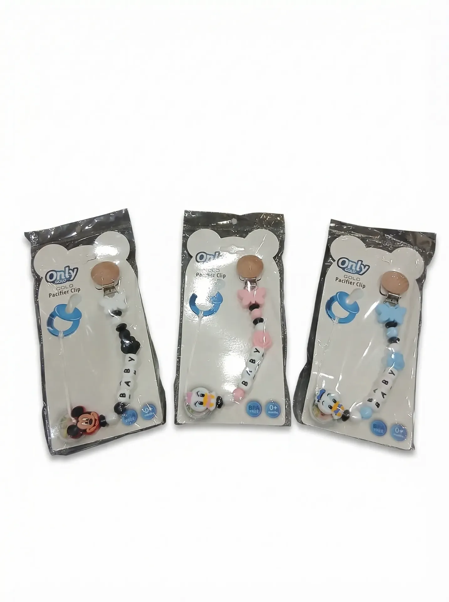 Attache sucettes Rose/Bleu/Noir |  Only