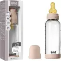 Bibs Biberon en verre rond avec tétine en silicone ou en latex débit moyen 240ml – Rose Poudré