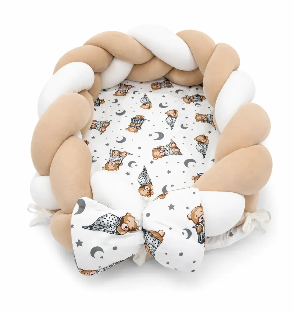 Lit Cocon, Nid Bébé Tressé Beige Avec Oreiller
