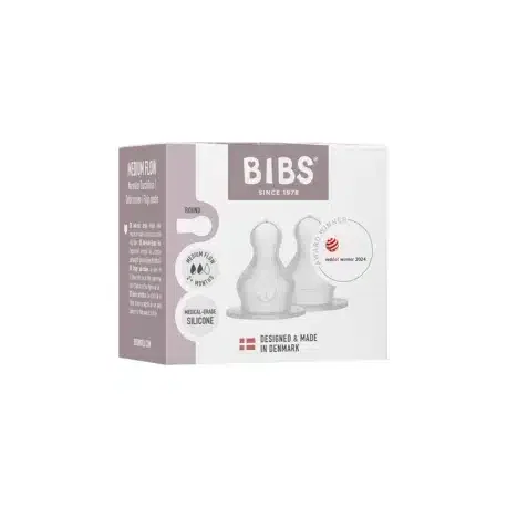Bibs Lot de 2 tétines rondes en Silicone à débit moyen pour biberons 2m+