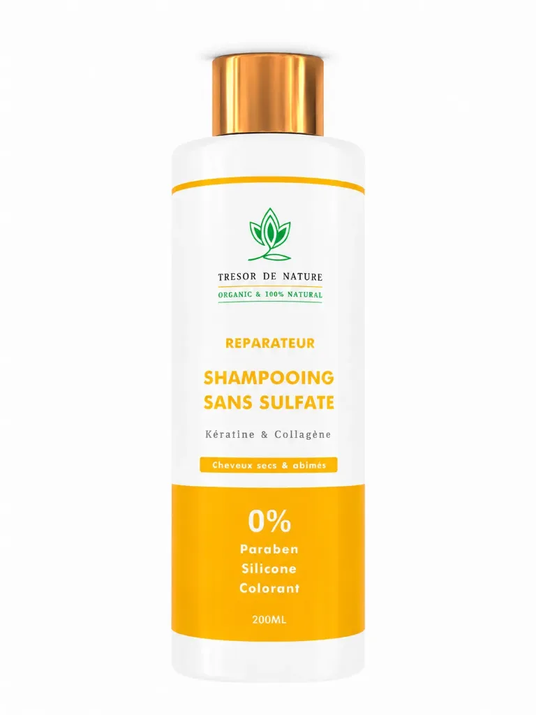 Shampoing Réparateur Pour Femmes Enceintes et allaitantes Sans Sulfate 100% Natural  | Trésor de nature 200ml