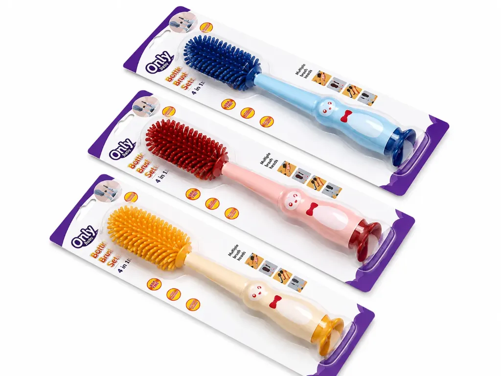 Ensemble de brosses pour  Nettoyage Biberons en Silicone 4 en 1 | Only (rouge)