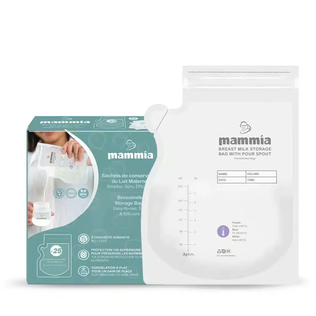25 Sachets de Conservation du Lait Maternel 220ml | Mammia