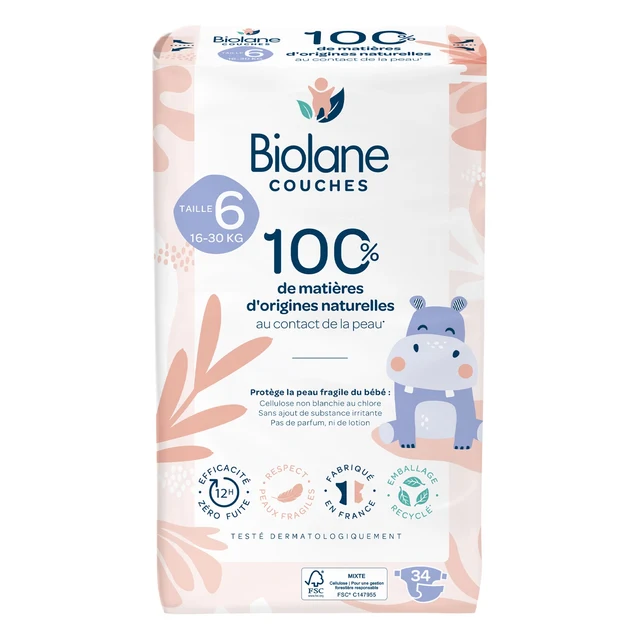 Biolane Couches Naturelles Taille 6 (16-30 Kg)