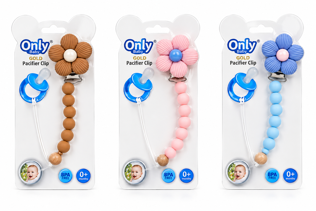 Attache sucettes Rose/Bleu/Marron |  Only Baby
