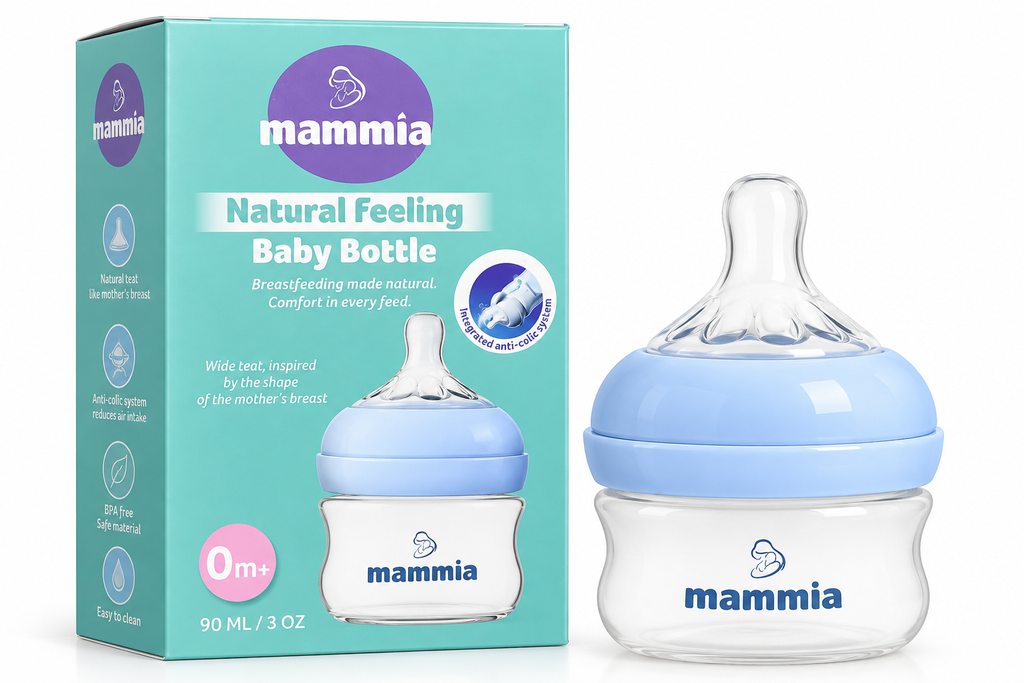 Biberon 0m+ Natural Feeling Tétine en silicone 90ml – Bleu | Mammia