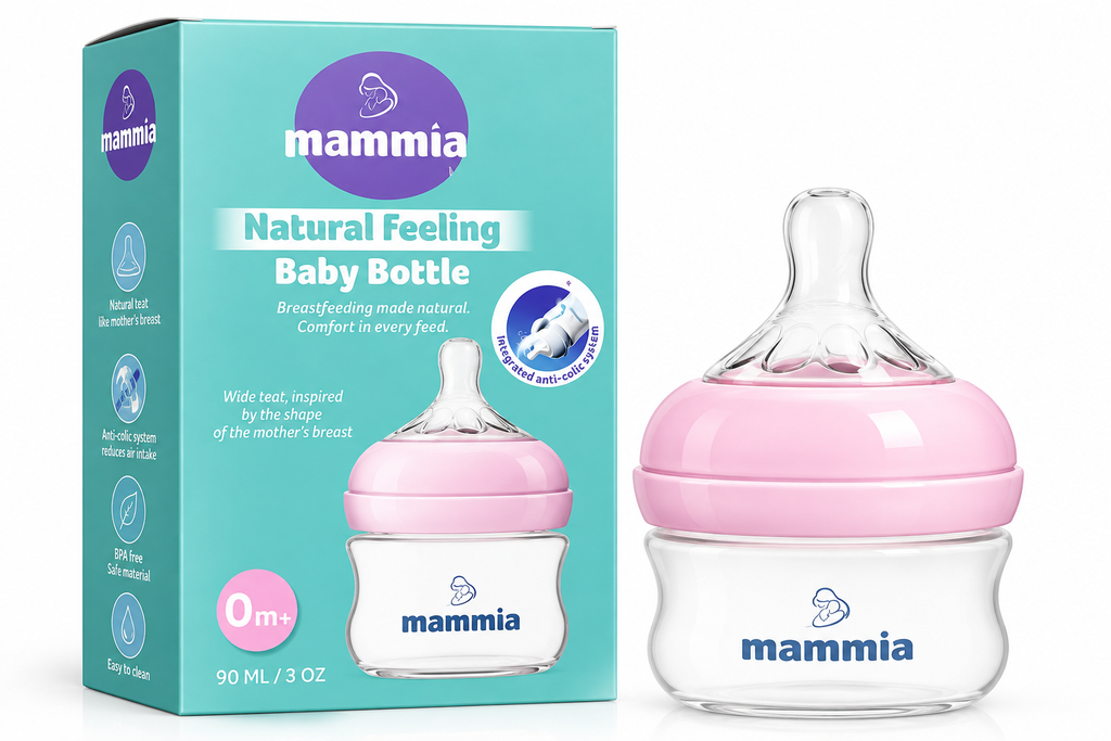 Biberon 0m+ Natural Feeling Tétine en silicone 90ml – Rose | Mammia
