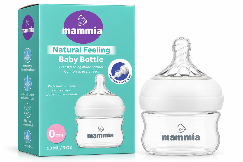 Biberon 0m+ Natural Feeling Tétine en silicone 90ml – Blanc  | Mammia