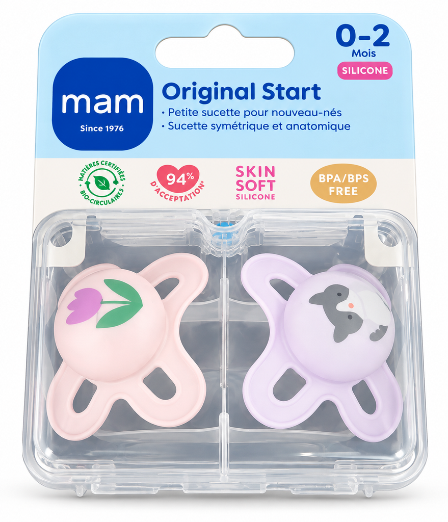 Lot de 2 Sucettes Original Start 100 % Silicone   0-2mois | Mam