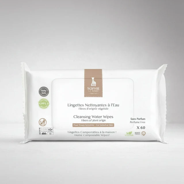 Lingettes Nettoyantes à l'Eau – 60 unités | Sophie la Girafe