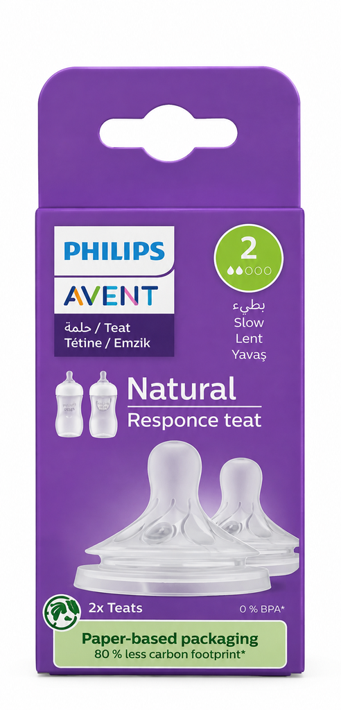 Phillips Avent - Lot de 2 tétines Natural Response Teat 2 Débit lent