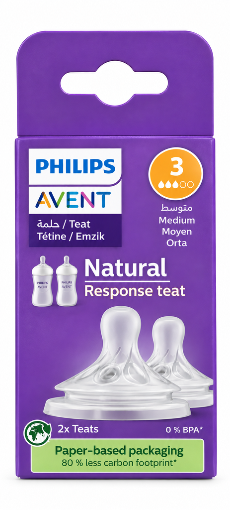Phillips Avent - Lot de 2 tétines Natural Response Teat 3 Débit Moyen