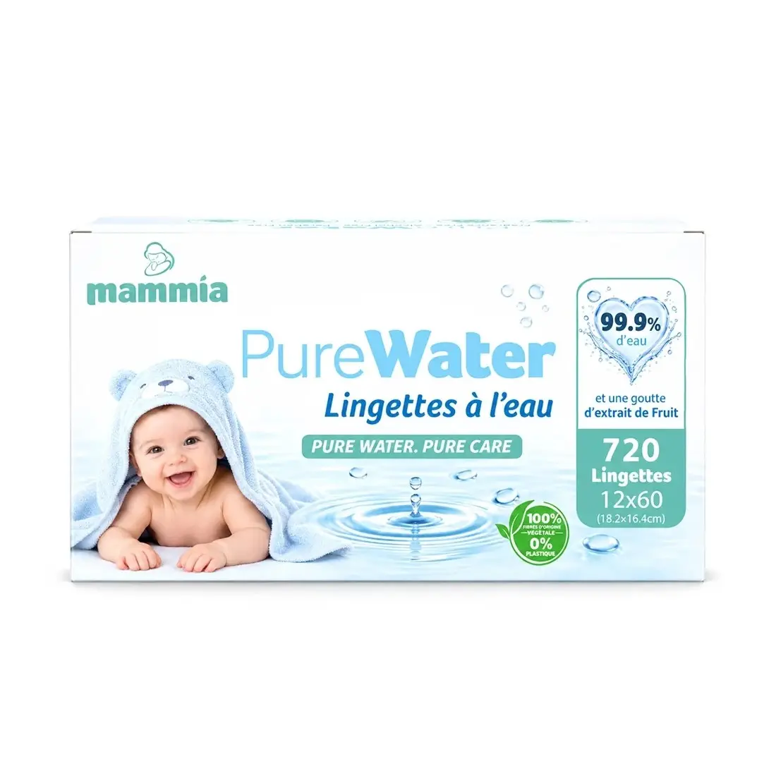PureWater Lingettes à l'Eau Bébé 12x 60 unités | Mammia