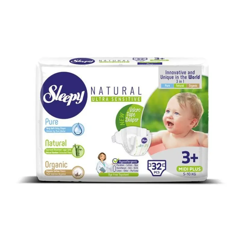 SLEEPY NATURAL JUMBO PACKAGE BABY DIAPER Midi Plus et hypoallergéniques T3/ 5-10kg  42 Pièces
