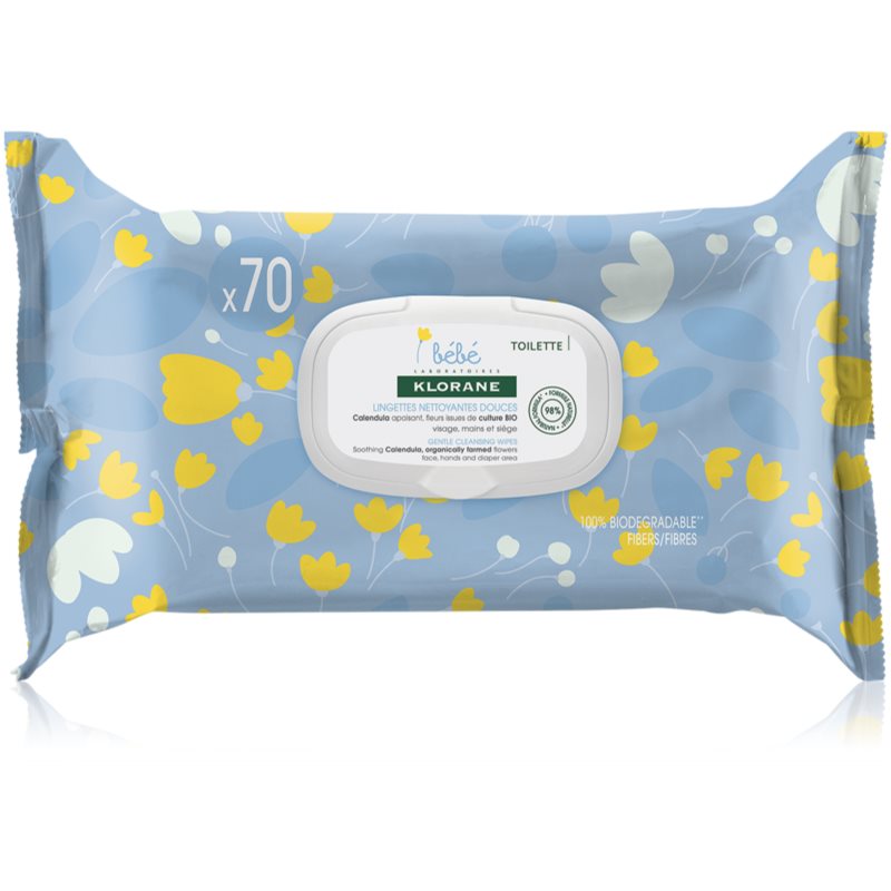 Klorane - Lingettes nettoyantes douces au calendula apaisant pour bébé 