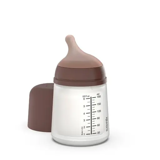 Biberon suavinex Anti colique 180ml avec Tétine d'allaitement +0 Mois  Couleur Deep
