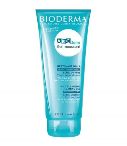 BIODERMA ABCDERM GEL NETTOYANT MOUSSANT DOUX  | Visage, Corps et Cheveux 200ML