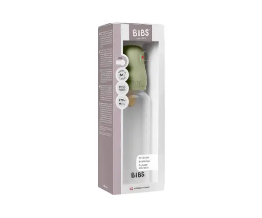 Bibs Biberon en Plastique rond avec tétine en latex débit moyen 270ml – Sauge