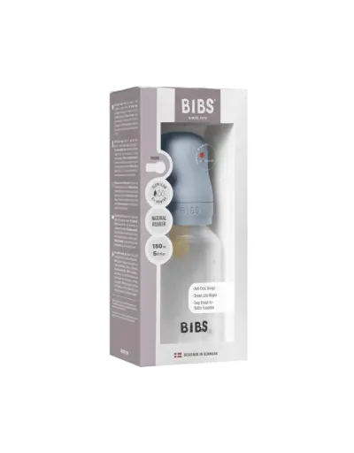 Bibs Biberon en Plastique rond avec tétine en latex débit moyen 150ml – Baby Blue